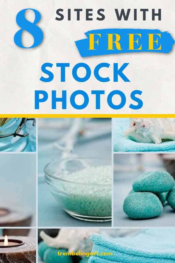 Stock photos in grid layout with text overlay 8 sites with free stock photos