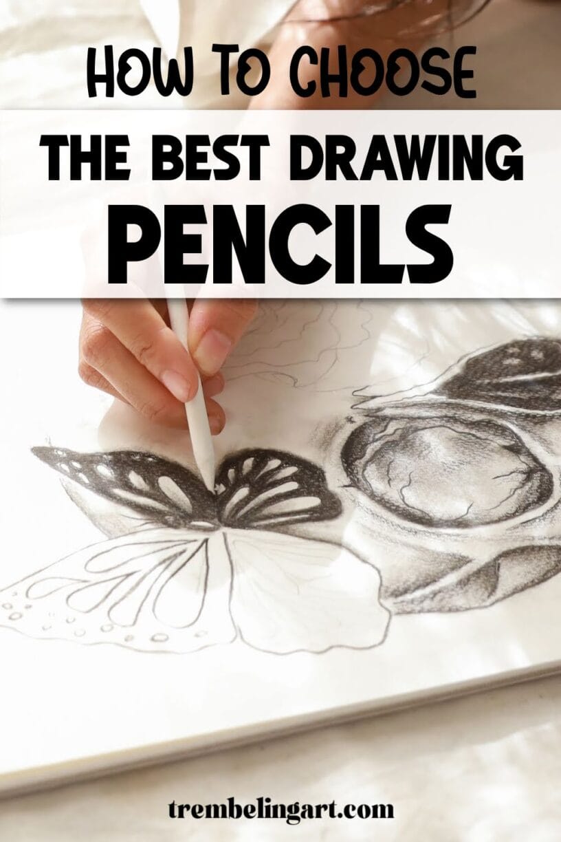 An artist drawing on paper with a pencil. The text reads how to choose the best drawing pencils.