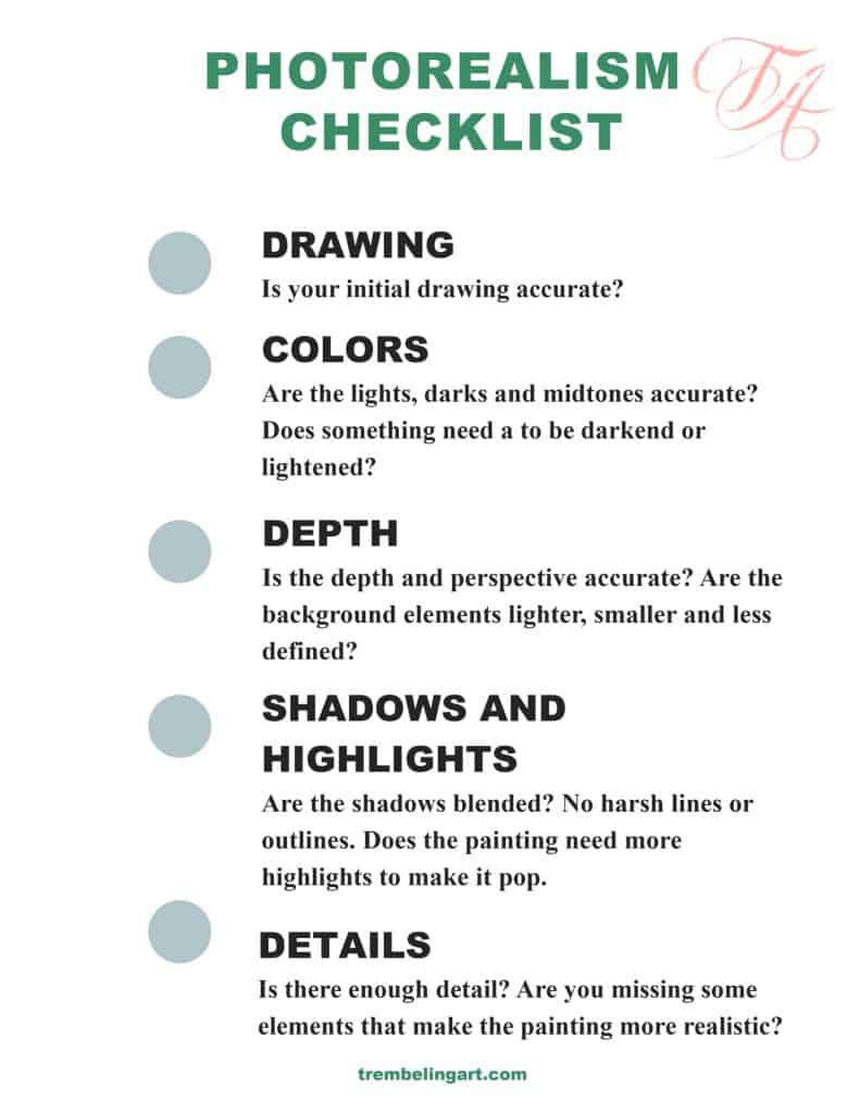 photorealism checklist