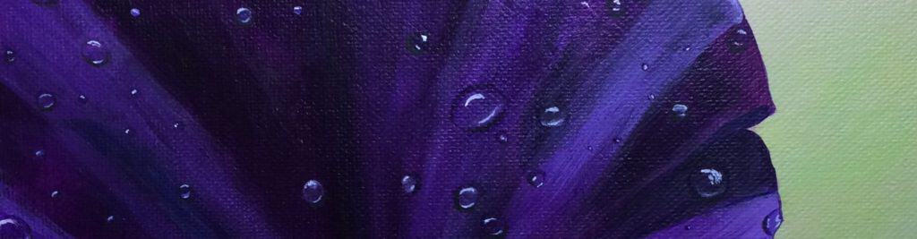 photorealistic acrylic painting of a purple flower