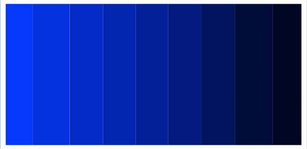various shades of blue