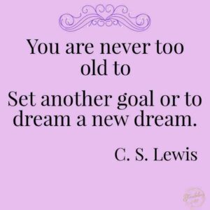 purple background with quote about goals