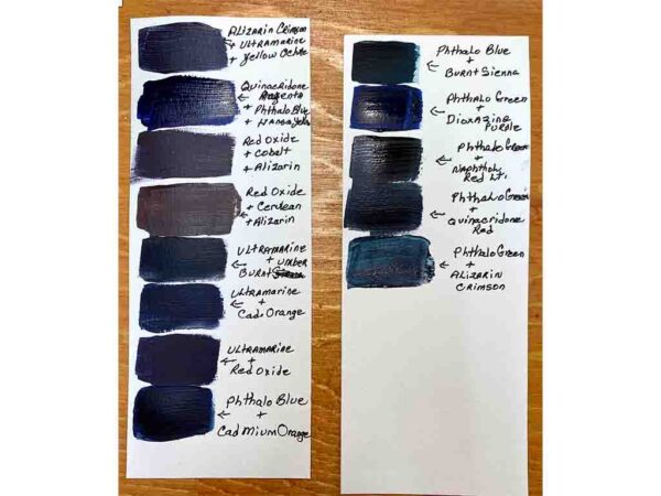 color swatches for mixing black paint