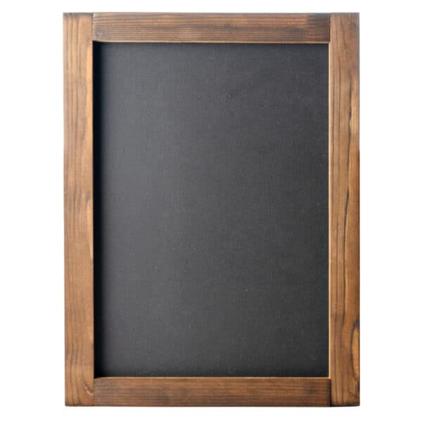 A chalk board in a wooden frame.